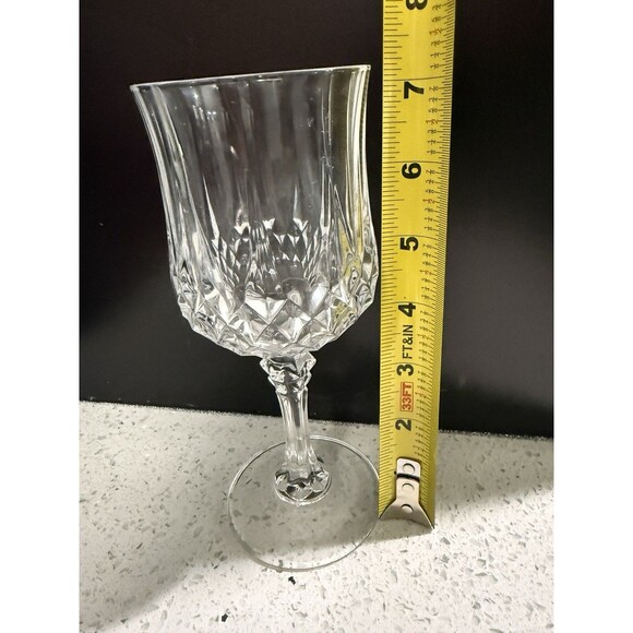Cristal d'Arques Durand Longchamp Water Glasses Goblets 7 1/4” Crystal Pair Vtg - Picture 4 of 10
